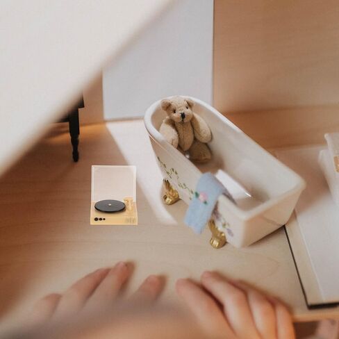 Miniature Record Player 1:12 Scale Dollhouse Vintage Phonograph Gramophone Record Player Dollhouse Doll Furniture Accessories Mini Life Scene Craft for Dollhouse in Saudi Arabia