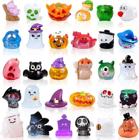 30 Pcs Halloween Miniature Resin Figurines Mini Pumpkin Ghost Tombstones Ornaments for Halloween Theme Fairytale Garden Accessories Plant Pot Craft Decorations in Kuwait