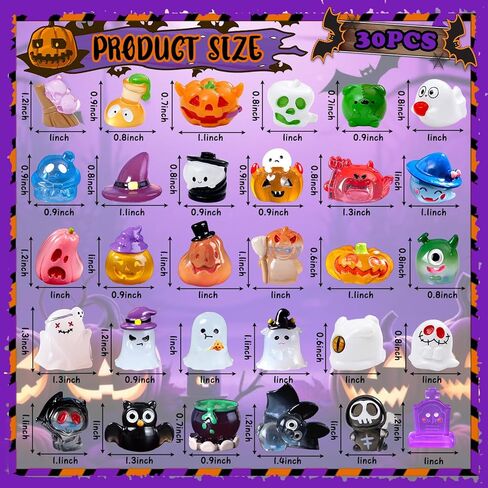 30 Pcs Halloween Miniature Resin Figurines Mini Pumpkin Ghost Tombstones Ornaments for Halloween Theme Fairytale Garden Accessories Plant Pot Craft Decorations in Kuwait
