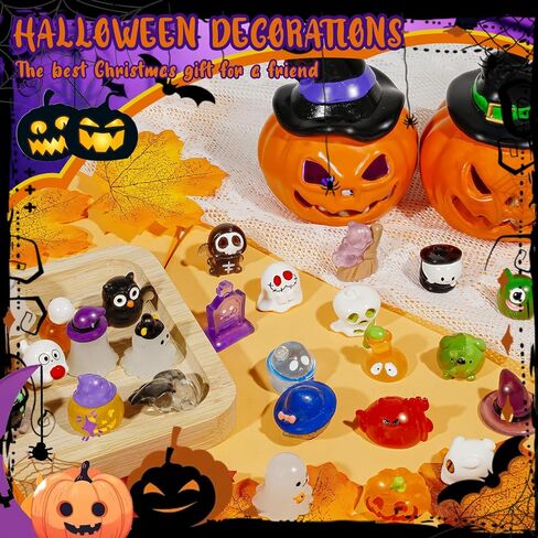 30 Pcs Halloween Miniature Resin Figurines Mini Pumpkin Ghost Tombstones Ornaments for Halloween Theme Fairytale Garden Accessories Plant Pot Craft Decorations in Kuwait