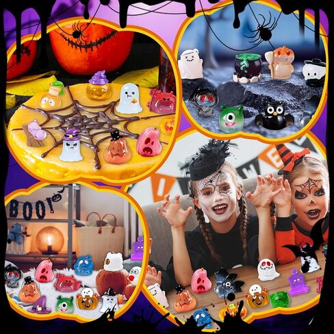 30 Pcs Halloween Miniature Resin Figurines Mini Pumpkin Ghost Tombstones Ornaments for Halloween Theme Fairytale Garden Accessories Plant Pot Craft Decorations in Kuwait