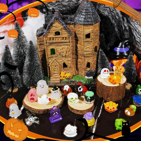 30 Pcs Halloween Miniature Resin Figurines Mini Pumpkin Ghost Tombstones Ornaments for Halloween Theme Fairytale Garden Accessories Plant Pot Craft Decorations in Kuwait