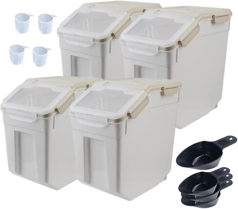 Rice Container 25 lbs Airtight Flour Storage Containers with Wheels Seal Locking Lid, BPA Free Rice Bin with Measuring Cup & Scoop for Rice, Flour, Sugar, Cereal (2 Pack Blue) in Kuwait