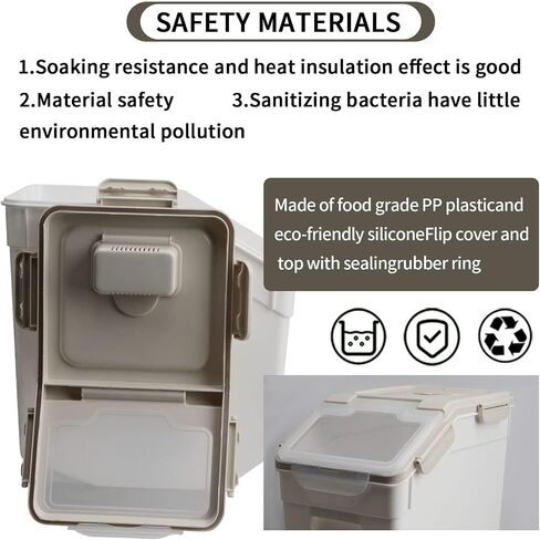 Rice Container 25 lbs Airtight Flour Storage Containers with Wheels Seal Locking Lid, BPA Free Rice Bin with Measuring Cup & Scoop for Rice, Flour, Sugar, Cereal (2 Pack Blue) in Kuwait