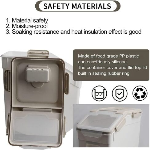 Rice Container 25 lbs Airtight Flour Storage Containers with Wheels Seal Locking Lid, BPA Free Rice Bin with Measuring Cup & Scoop for Rice, Flour, Sugar, Cereal (2 Pack Blue) in Kuwait