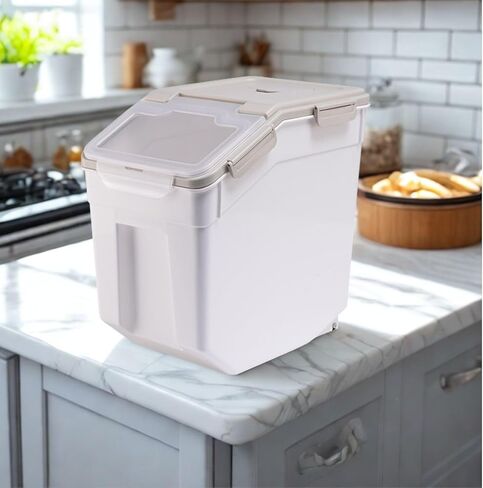 Rice Container 25 lbs Airtight Flour Storage Containers with Wheels Seal Locking Lid, BPA Free Rice Bin with Measuring Cup & Scoop for Rice, Flour, Sugar, Cereal (2 Pack Blue) in Kuwait