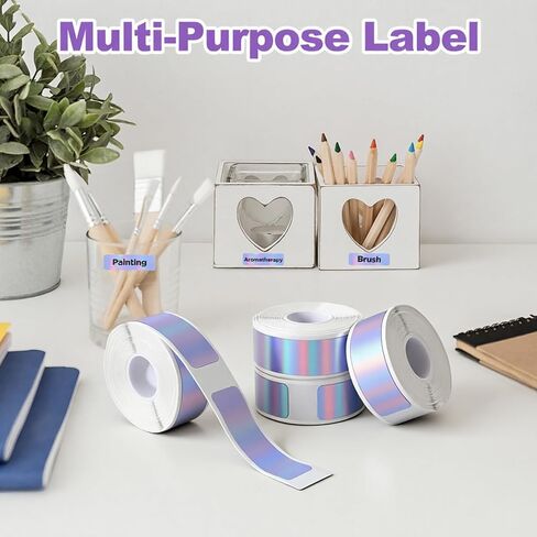 4 Rolls D30 Labels, 12mm x 40mm Replacement D30 Label Tape, Print Master Labels Refill 160 Tapes/Roll, Smart Mini Label Maker Refill Thermal Sticker Paper for Office, Holographic Silver in Kuwait