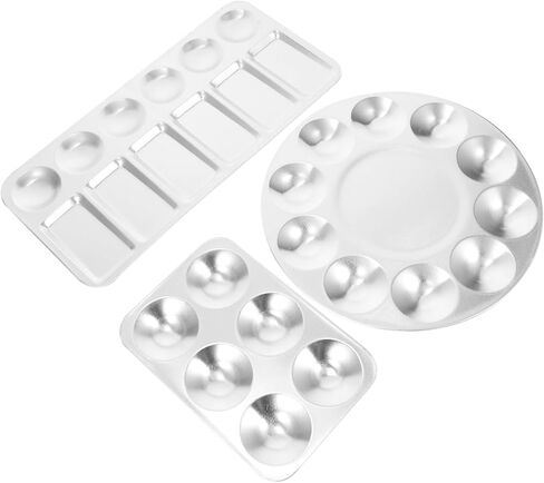Aluminum Paint Mixing Tray Set 3-Piece Painting Palette for Watercolor Acrylic Gouache Artist Supplies Easy to Clean in Kuwait