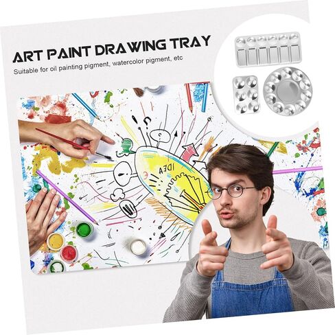 Aluminum Paint Mixing Tray Set 3-Piece Painting Palette for Watercolor Acrylic Gouache Artist Supplies Easy to Clean in Kuwait