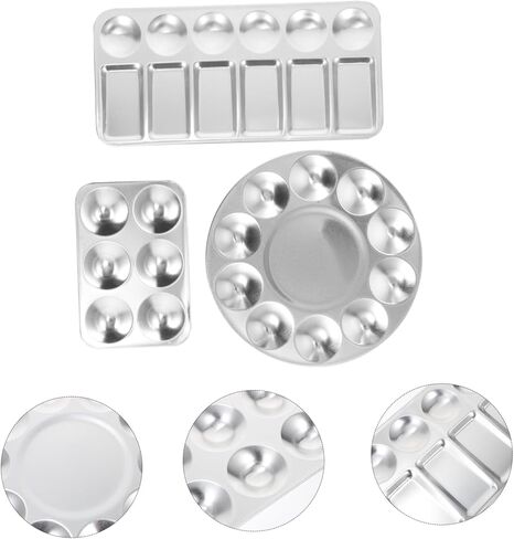 Aluminum Paint Mixing Tray Set 3-Piece Painting Palette for Watercolor Acrylic Gouache Artist Supplies Easy to Clean in Kuwait