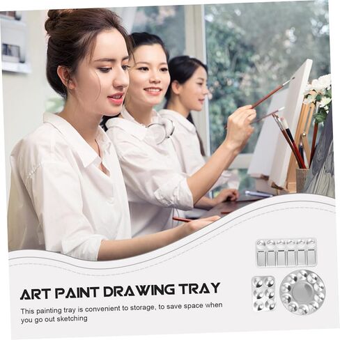 Aluminum Paint Mixing Tray Set 3-Piece Painting Palette for Watercolor Acrylic Gouache Artist Supplies Easy to Clean in Kuwait