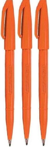 Pentel Orange Original Sign Pen S520 Fibre Tip Marker Pens Colour Fineliner 2mm Nib 1mm Line Width (Pack of 3) in Saudi Arabia