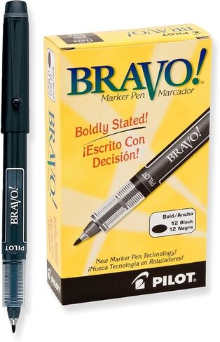 3 دزينة من إجمالي 36 ، Pilot Bravo Liquid Ink Marker Pens ، Bold Point ، Black (11034) in Kuwait