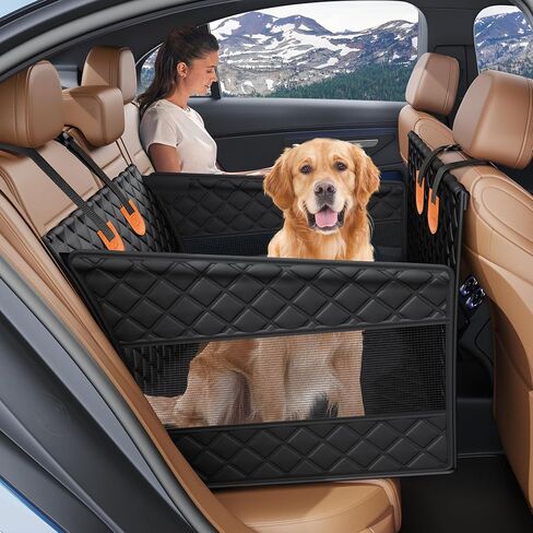 Dog Car Seats for Small Medium Sized Dogs, Foldable Puppy Back Seat Extender with Hard Bottom for Dogs Up to 50 lbs, Waterproof Pet Seat Cover for Cars/SUV/Truck, Black in Saudi Arabia