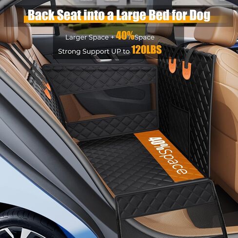 Dog Car Seats for Small Medium Sized Dogs, Foldable Puppy Back Seat Extender with Hard Bottom for Dogs Up to 50 lbs, Waterproof Pet Seat Cover for Cars/SUV/Truck, Black in Saudi Arabia