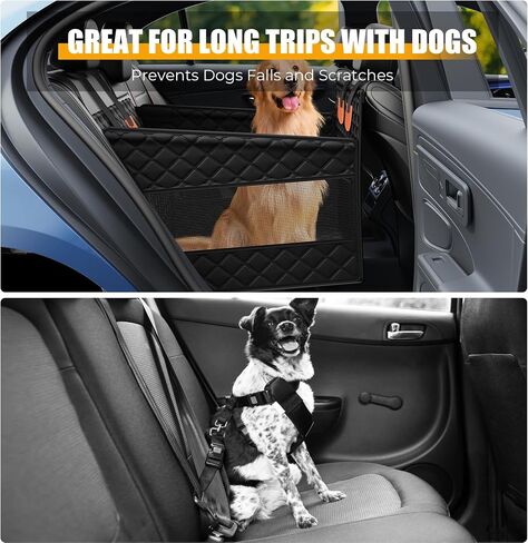 Dog Car Seats for Small Medium Sized Dogs, Foldable Puppy Back Seat Extender with Hard Bottom for Dogs Up to 50 lbs, Waterproof Pet Seat Cover for Cars/SUV/Truck, Black in Saudi Arabia