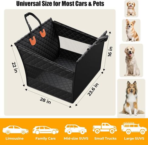 Dog Car Seats for Small Medium Sized Dogs, Foldable Puppy Back Seat Extender with Hard Bottom for Dogs Up to 50 lbs, Waterproof Pet Seat Cover for Cars/SUV/Truck, Black in Saudi Arabia