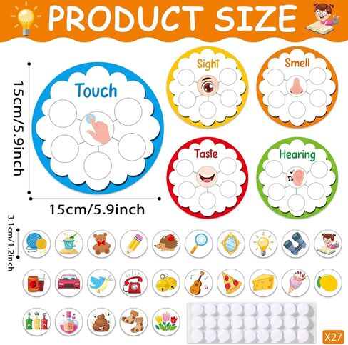 5 Senses Learning Activity for Kids Educational Teacher Supplies Five Senses Sorting Cards Learning Game Develop Fine Motor Skills for Toddlers Preschoolers and Kindergarteners Homeschool Must Haves in Kuwait