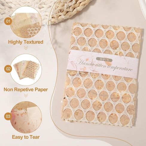 uxcell 45 Sheets Textured Scrapbook Paper, Mixed Special Paper Mesh Fabric Assorted Set for Scrapbooking Junk Journal Card DIY Materials Collage Card Embellishments Supplies, Beige in Saudi Arabia