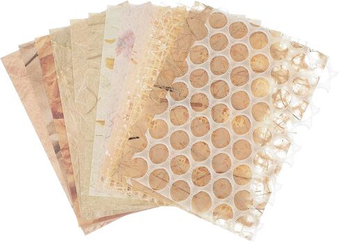 uxcell 45 Sheets Textured Scrapbook Paper, Mixed Special Paper Mesh Fabric Assorted Set for Scrapbooking Junk Journal Card DIY Materials Collage Card Embellishments Supplies, Beige in Saudi Arabia