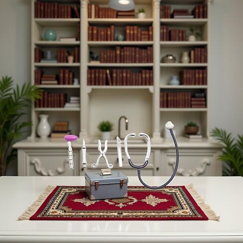 Dollhouse Miniature Medical Set ، 5 قطع أدوات رعاية سماعة الطبيب ، وملحقات المستشفيات لزينة المنزل ، Dollhouse Dolls Miniature Garden Kit ، ملحقات الديكور دمية Dollhouse in Kuwait