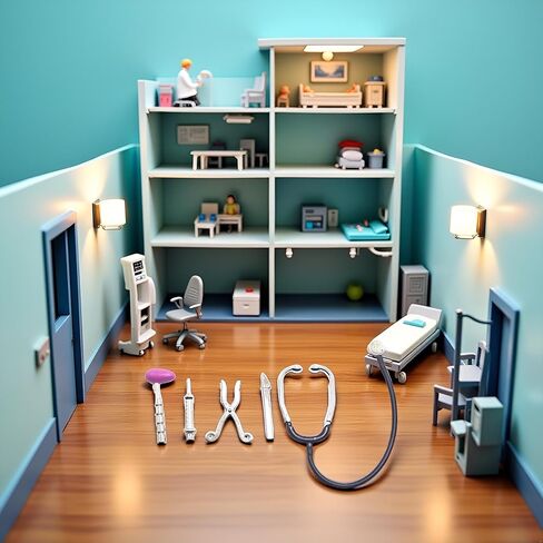 Dollhouse Miniature Medical Set ، 5 قطع أدوات رعاية سماعة الطبيب ، وملحقات المستشفيات لزينة المنزل ، Dollhouse Dolls Miniature Garden Kit ، ملحقات الديكور دمية Dollhouse in Kuwait