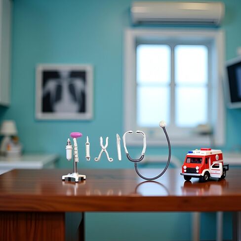 Dollhouse Miniature Medical Set ، 5 قطع أدوات رعاية سماعة الطبيب ، وملحقات المستشفيات لزينة المنزل ، Dollhouse Dolls Miniature Garden Kit ، ملحقات الديكور دمية Dollhouse in Kuwait