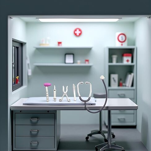 Dollhouse Miniature Medical Set ، 5 قطع أدوات رعاية سماعة الطبيب ، وملحقات المستشفيات لزينة المنزل ، Dollhouse Dolls Miniature Garden Kit ، ملحقات الديكور دمية Dollhouse in Kuwait