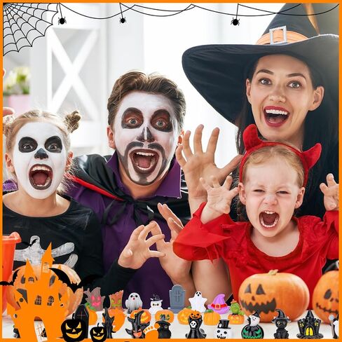40 PCS Halloween Miniatures ، Mini Sompurines Bulk String with Mupkin Ghost Skull Candy Torms to Hide ، Halloween Decorations for Party Fivors ، Bac Fillers ، Garden Dollhouse in Saudi Arabia