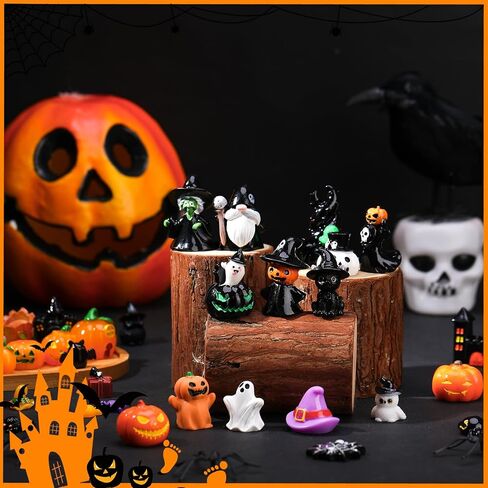 40 PCS Halloween Miniatures ، Mini Sompurines Bulk String with Mupkin Ghost Skull Candy Torms to Hide ، Halloween Decorations for Party Fivors ، Bac Fillers ، Garden Dollhouse in Saudi Arabia