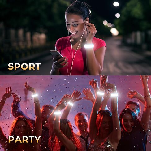 10-Pack LED Glow Bracelets Light Up Wristbands for Kids and Adults. Party Favors for Birthdays, Concerts, Festivals, Raves, Night Safety Bands for Running and Cycling in Saudi Arabia