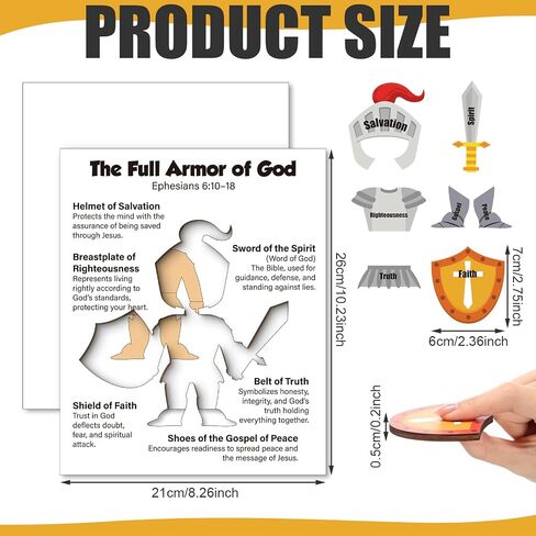 Soulchen The Full Armor of God Craft Kit DIY الدروع الكاملة لله خشب النشرة الخشبية المجلس النبيذ المسيحي آية القصة الدينية أدوات التعليم للوقت ل VBS School Classroom Decorations in Saudi Arabia