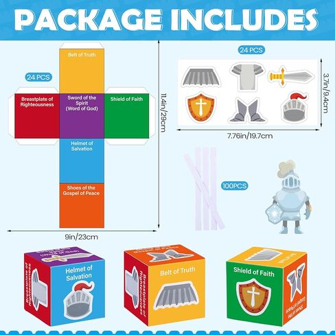 Motipuns 24 Set Armor of God Craft Kit VBS 2025 Religious Sunday School Folding Magic Box DIY Christian Paper Crafts for Fun Vacation Bible School Home Church Classroom Holiday Party Activity Supplies in Saudi Arabia