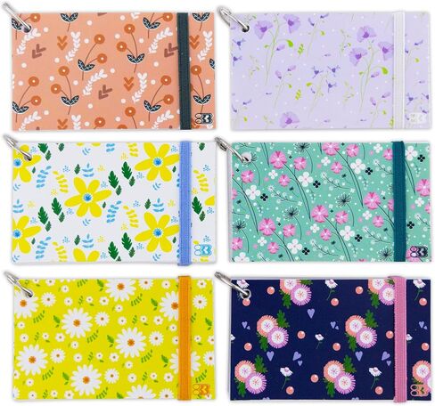 BAZIC Index Cards 3x5 Inches, Index Cards with Ring, Cute Floral Poly Cover, White Ruled, 100 Count, Flash Cards Notecards for Studying Learning Student School College Office, 6-Pack in Saudi Arabia