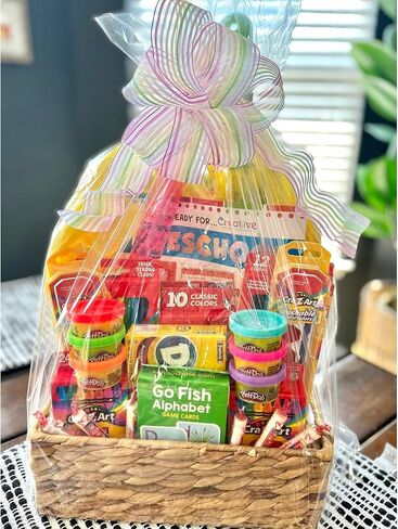 EKAPACKAGING 24x30 Inches 10 Pcs Large Cellophane Bags for Gift Baskets, Plastic Gift Basket Wrapping with Ribbons, Clear Cellophane Gift Bags for Party, Mother’s Day, Baby Showers, Christmas in Kuwait
