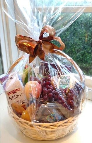 EKAPACKAGING 24x30 Inches 10 Pcs Large Cellophane Bags for Gift Baskets, Plastic Gift Basket Wrapping with Ribbons, Clear Cellophane Gift Bags for Party, Mother’s Day, Baby Showers, Christmas in Kuwait