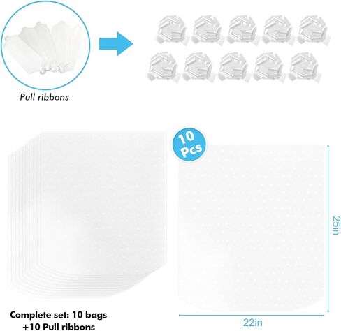 EKAPACKAGING 24x30 Inches 10 Pcs Large Cellophane Bags for Gift Baskets, Plastic Gift Basket Wrapping with Ribbons, Clear Cellophane Gift Bags for Party, Mother’s Day, Baby Showers, Christmas in Kuwait