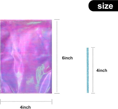 120 Pcs Iridescent Cellophane Bag Holographic Treat Bags Iridescent Party Favor with 200 Pieces Twist Ties for Party Wedding Birthday Supply(5 x 7 Inch) in Saudi Arabia