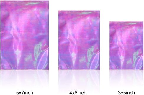 120 Pcs Iridescent Cellophane Bag Holographic Treat Bags Iridescent Party Favor with 200 Pieces Twist Ties for Party Wedding Birthday Supply(5 x 7 Inch) in Saudi Arabia