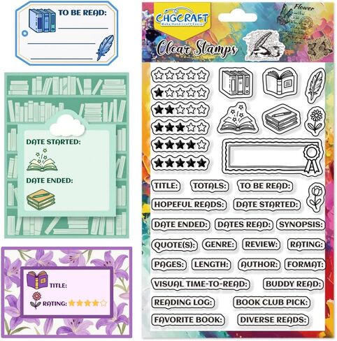 CHGCRAFT Reading Notes Clear Stamps Books Transparent Stamps Stars Silicone Clear Stamp Seals for DIY Scrapbooking Photo Album Decoration, 4.3x6.3 inch in Saudi Arabia