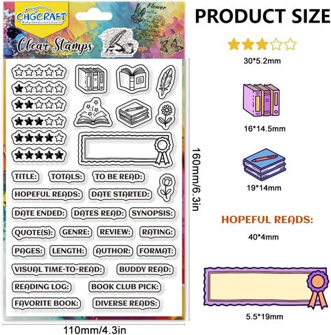 CHGCRAFT Reading Notes Clear Stamps Books Transparent Stamps Stars Silicone Clear Stamp Seals for DIY Scrapbooking Photo Album Decoration, 4.3x6.3 inch in Saudi Arabia