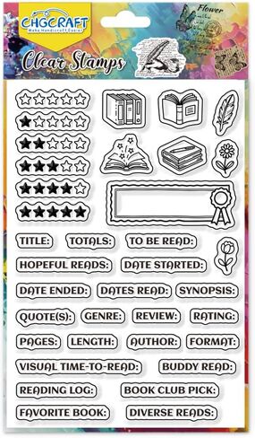 CHGCRAFT Reading Notes Clear Stamps Books Transparent Stamps Stars Silicone Clear Stamp Seals for DIY Scrapbooking Photo Album Decoration, 4.3x6.3 inch in Saudi Arabia