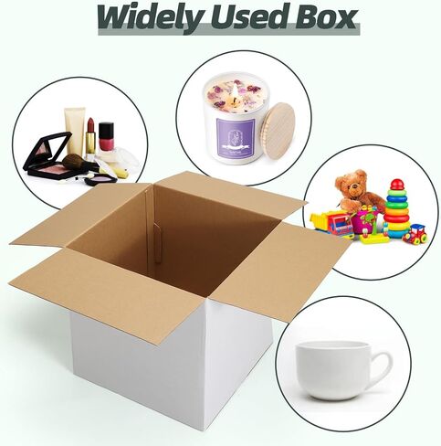 CRUGLA 12x12x12 مربعات الشحن الأبيض مجموعة من 10 ، صناديق من الورق المقوى المموجة البيضاء لشحن الأعمال الصغيرة التعبئة البريدية in Kuwait