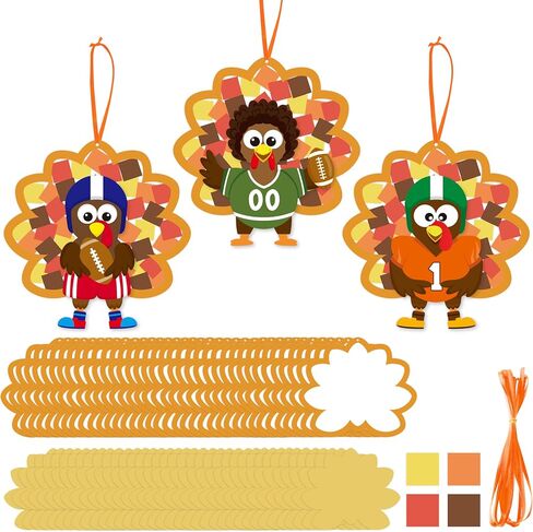 Watinc Fall عيد الشكر تركيا معلقة زخرفة ، DIY عيد الشكر للرجبي تركيا طقم حرفة معلقة مع ورق الأنسجة ، حصاد الخريف مستلزمات ديكور الشكر للأنشطة الترفيهية المدرسية (24 ٪) in Saudi Arabia