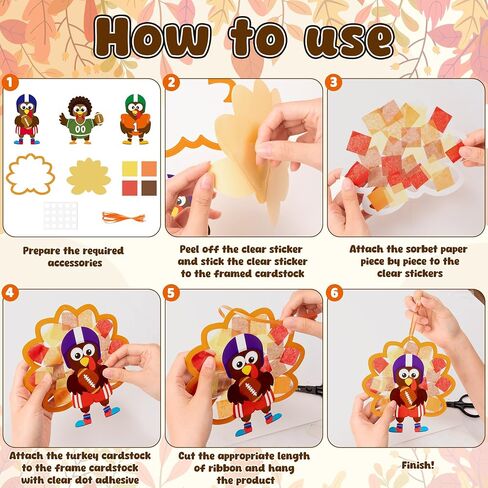 Watinc Fall عيد الشكر تركيا معلقة زخرفة ، DIY عيد الشكر للرجبي تركيا طقم حرفة معلقة مع ورق الأنسجة ، حصاد الخريف مستلزمات ديكور الشكر للأنشطة الترفيهية المدرسية (24 ٪) in Saudi Arabia