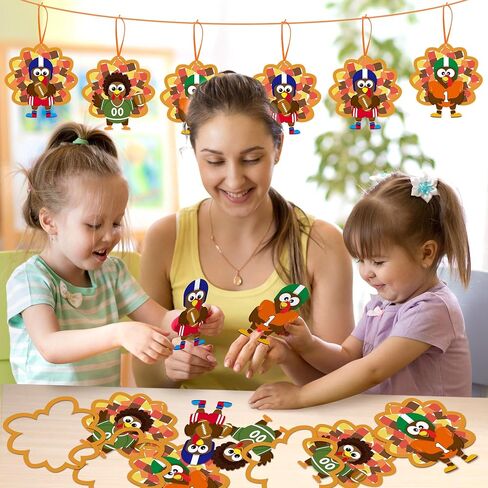 Watinc Fall عيد الشكر تركيا معلقة زخرفة ، DIY عيد الشكر للرجبي تركيا طقم حرفة معلقة مع ورق الأنسجة ، حصاد الخريف مستلزمات ديكور الشكر للأنشطة الترفيهية المدرسية (24 ٪) in Saudi Arabia