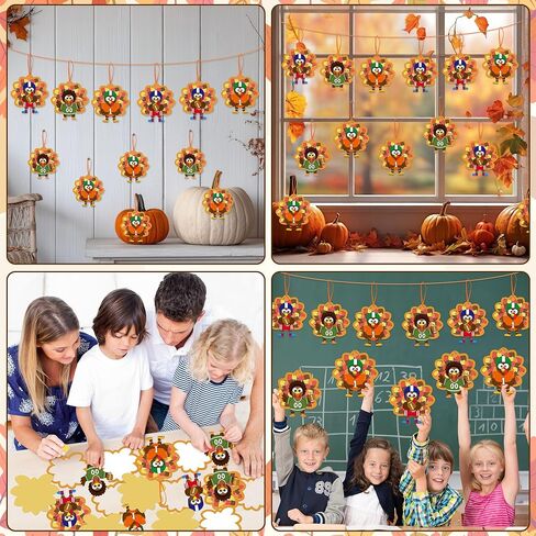 Watinc Fall عيد الشكر تركيا معلقة زخرفة ، DIY عيد الشكر للرجبي تركيا طقم حرفة معلقة مع ورق الأنسجة ، حصاد الخريف مستلزمات ديكور الشكر للأنشطة الترفيهية المدرسية (24 ٪) in Saudi Arabia