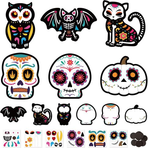 Haooryx DIY Day of the Dead Magnet Craft Kit - 30 مجموعة Make Di De De Los Muertos Sugar Skull Decoration Craft Halloween Mexican Party Party Supply Kid Art Project Decor in Saudi Arabia