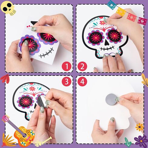 Haooryx DIY Day of the Dead Magnet Craft Kit - 30 مجموعة Make Di De De Los Muertos Sugar Skull Decoration Craft Halloween Mexican Party Party Supply Kid Art Project Decor in Saudi Arabia