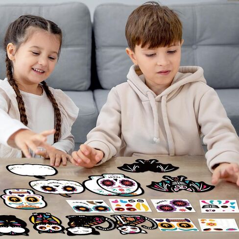 Haooryx DIY Day of the Dead Magnet Craft Kit - 30 مجموعة Make Di De De Los Muertos Sugar Skull Decoration Craft Halloween Mexican Party Party Supply Kid Art Project Decor in Saudi Arabia